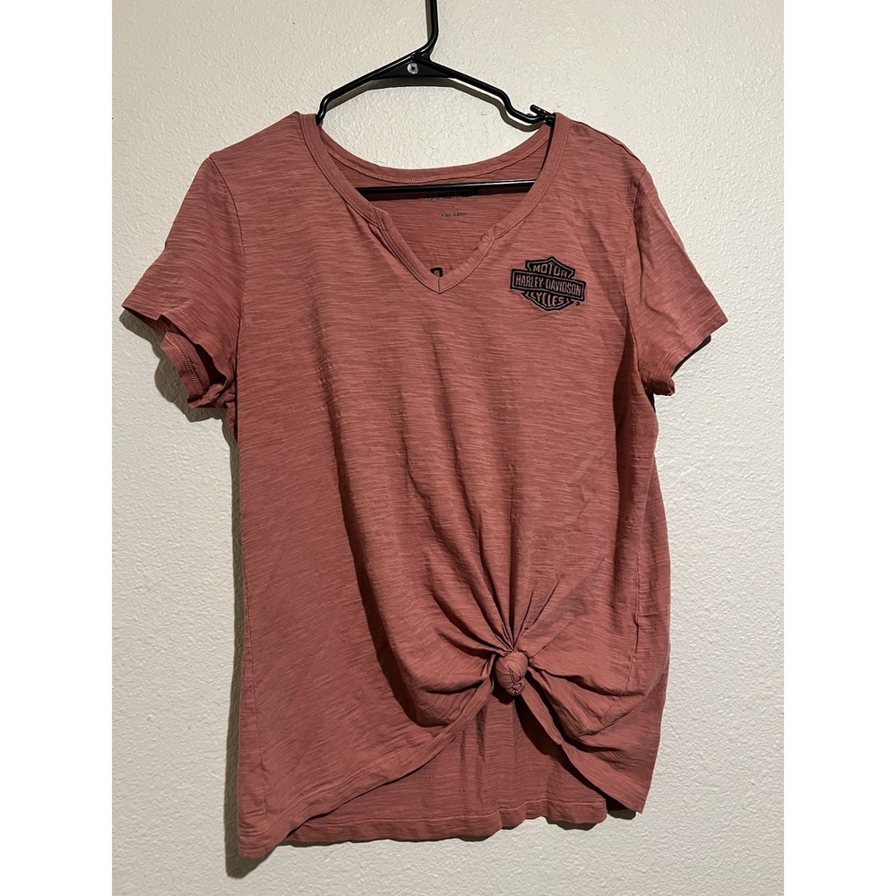 Harley-Davidson Women's Dusty Rose Logo T-Shirt Size L Short Sleeve